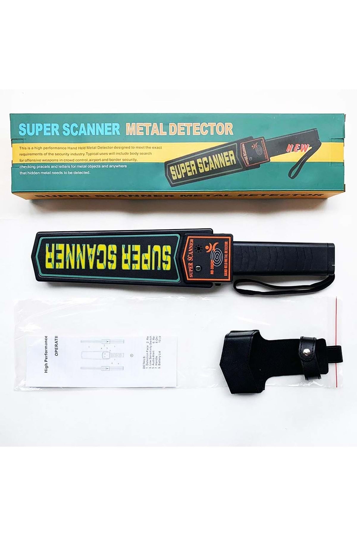 HyMark Süper Scanner MD-3003B1 El Tipi Üst Arama Dedektörü 9V Pil Dahil