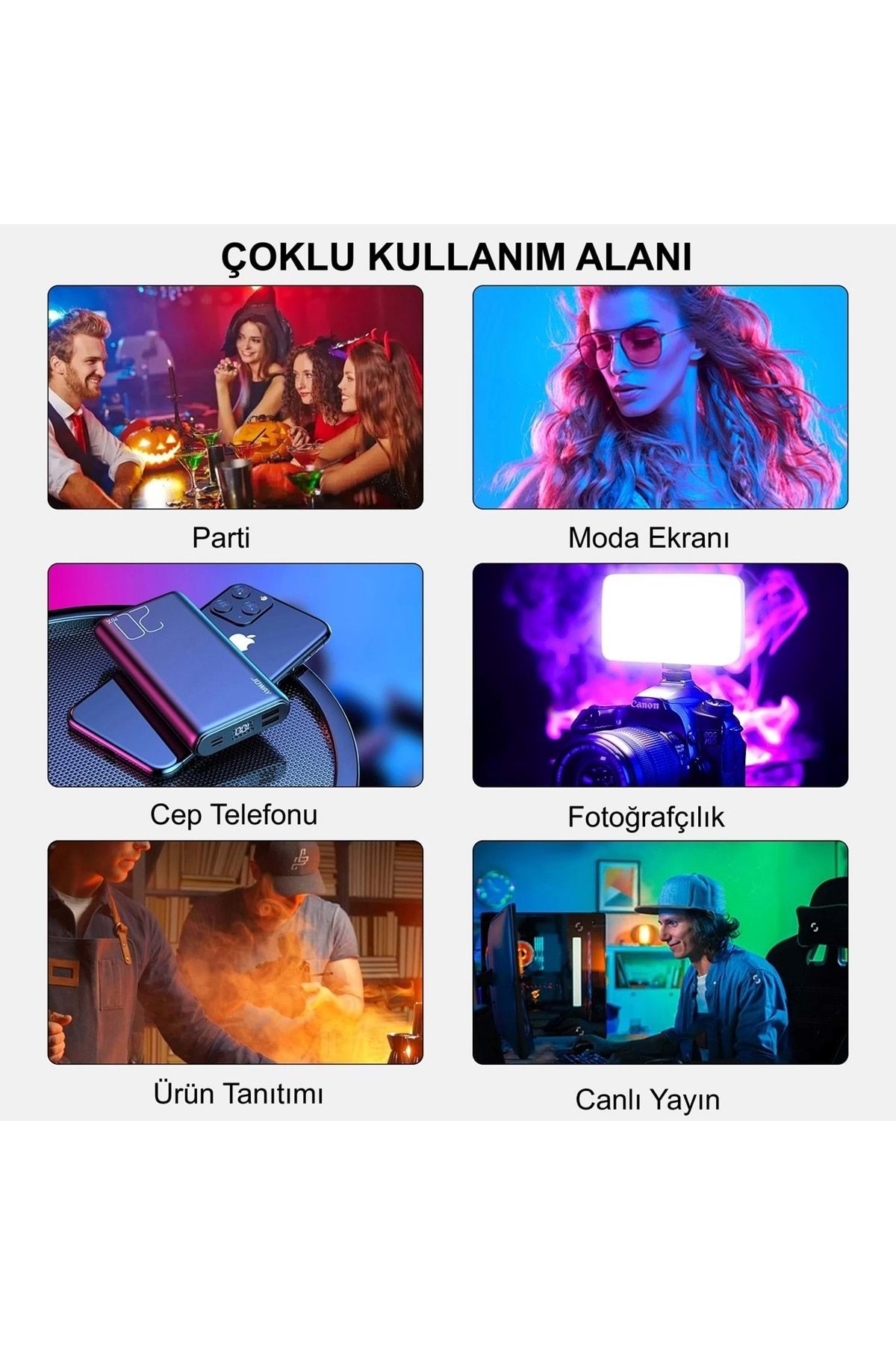HyMark RGB-CL120 LED Video Fotoğraf Dolgu Işığı 9000K LCD Ekran 20 Efekt DSLR Vlog Canlı Yayın