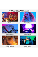 HyMark RGB-CL120 LED Video Fotoğraf Dolgu Işığı 9000K LCD Ekran 20 Efekt DSLR Vlog Canlı Yayın