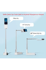 HyMark Canlı Yayın Braketi Çok Fonksiyonlu Led Işıklı 360 Derece Kumandalı Selfie Telefon Standı