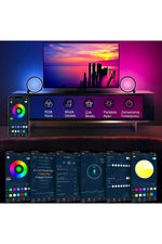 HyMark 10 İnç Akıllı RGB Müzik Ritim Gece Lambası 25cm Alüminyum Halka Led Işığı Masa Lamba