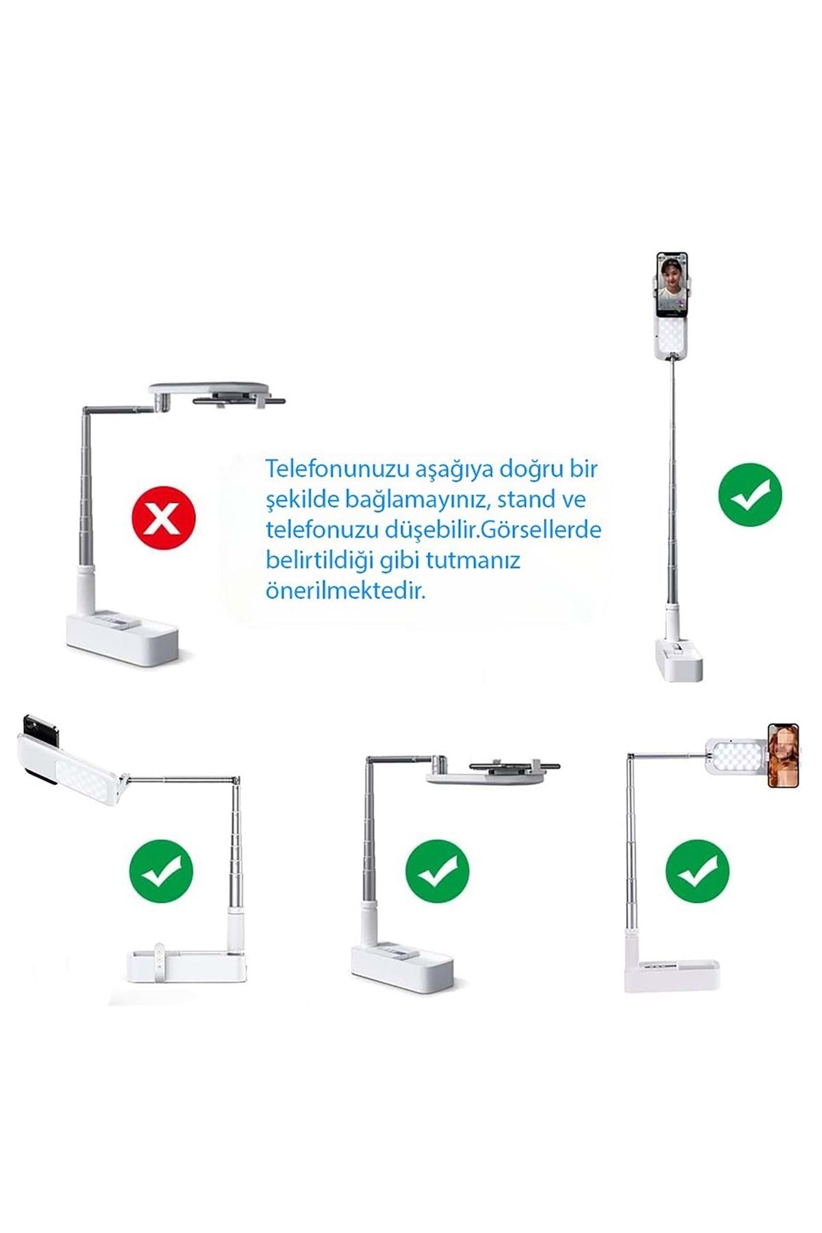 HyMark Canlı Yayın Braketi Çok Fonksiyonlu Led Işıklı 360 Derece Kumandalı Selfie Telefon Standı