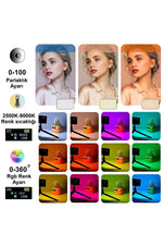 HyMark RGB-CL120 LED Video Fotoğraf Dolgu Işığı 9000K LCD Ekran 20 Efekt DSLR Vlog Canlı Yayın